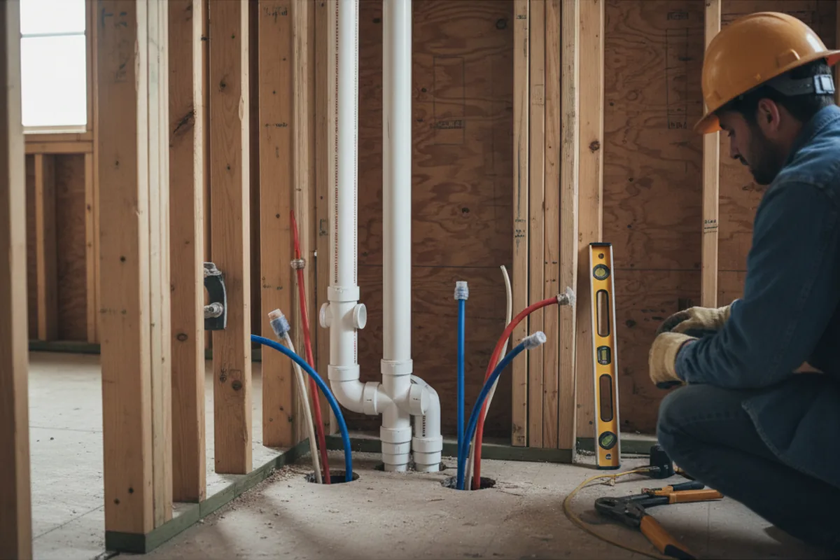 Drain and supply rough-in during Sump Pump Repair in North Hills